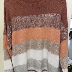 Striped Women's Sweater - Brown, Tan, White